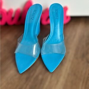 SCHUTZ Vibrant Blue Heeled Mules